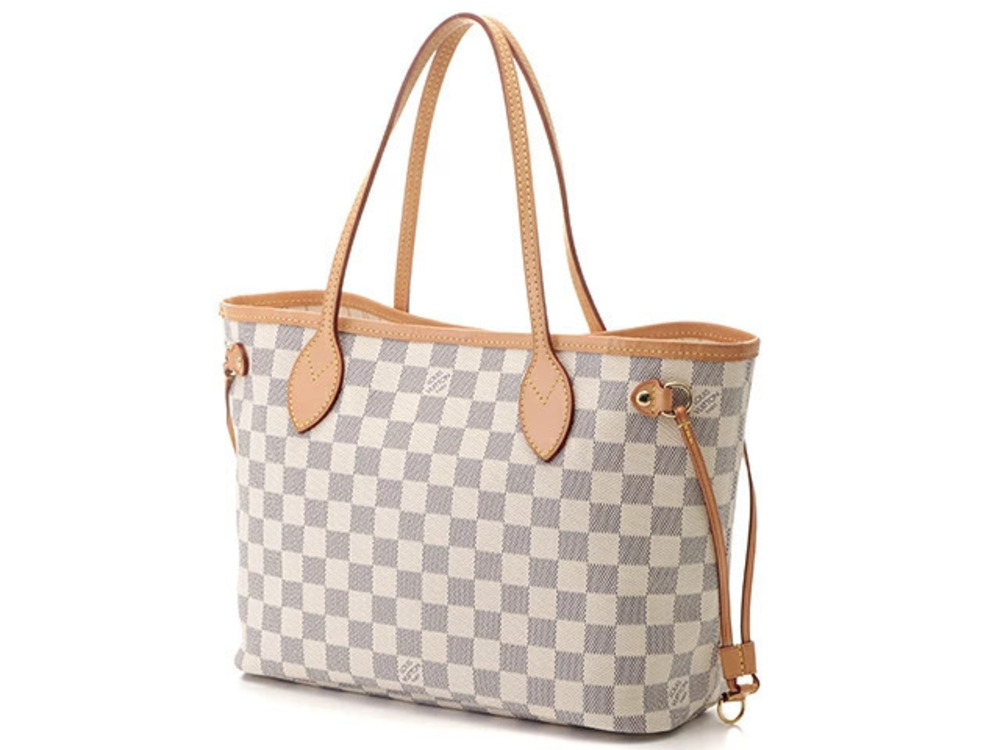 Louis Vuitton Neverfull Bag Azur White Tote Damier White